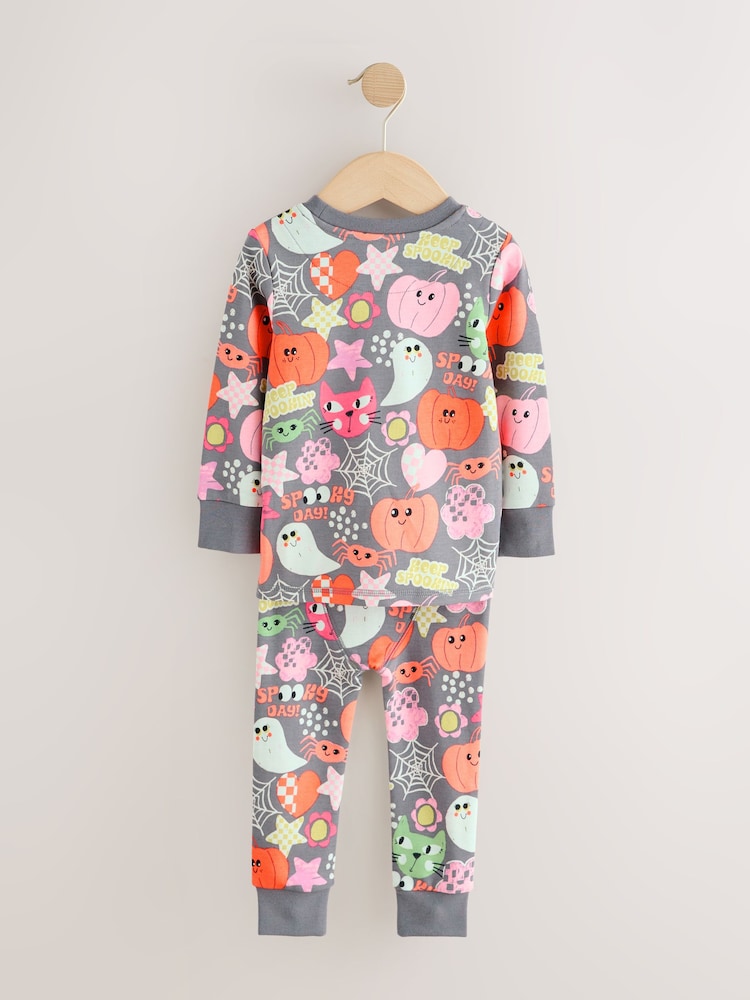 Grey Ghost & Pumpkin Print Halloween Snuggle Pyjamas (9mths-12yrs) - Image 2 of 8