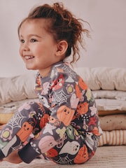 Grey Ghost & Pumpkin Print Halloween Snuggle Pyjamas (9mths-12yrs) - Image 7 of 8