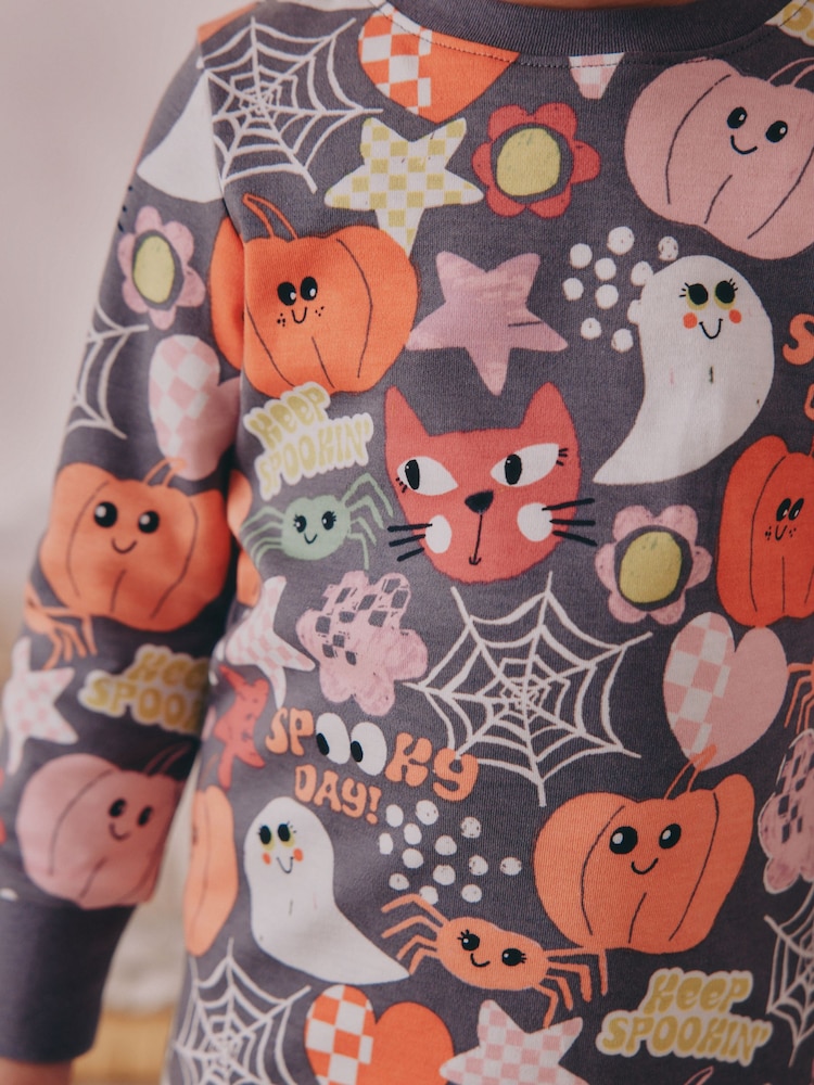 Grey Ghost & Pumpkin Print Halloween Snuggle Pyjamas (9mths-12yrs) - Image 8 of 8