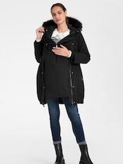 Seraphine Black Premium Sub-Zero Down Filled 3-In-1 Maternity & Babywearing Parka - Image 4 of 5
