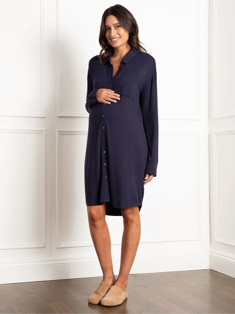 Seraphine Blue Maternity Night Shirt - Image 1 of 4