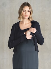 Seraphine Blue Maternity & Nursing Rib Knit Cardigan with Slip Skirt - Image 5 of 5