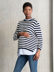 Seraphine Cream Maternity Crew Neck Knit Jumper - Image 1 of 7