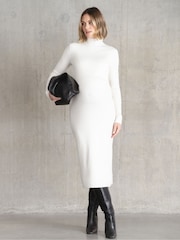 Seraphine Maternity Cream Rib Knit and Nursing Dress - Image 1 of 4