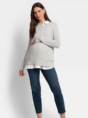 Seraphine Grey Maternity Knit Jumper with Woven Shirt - Image 2 of 6