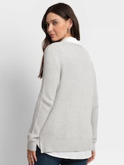 Seraphine Grey Maternity Knit Jumper with Woven Shirt - Image 4 of 6