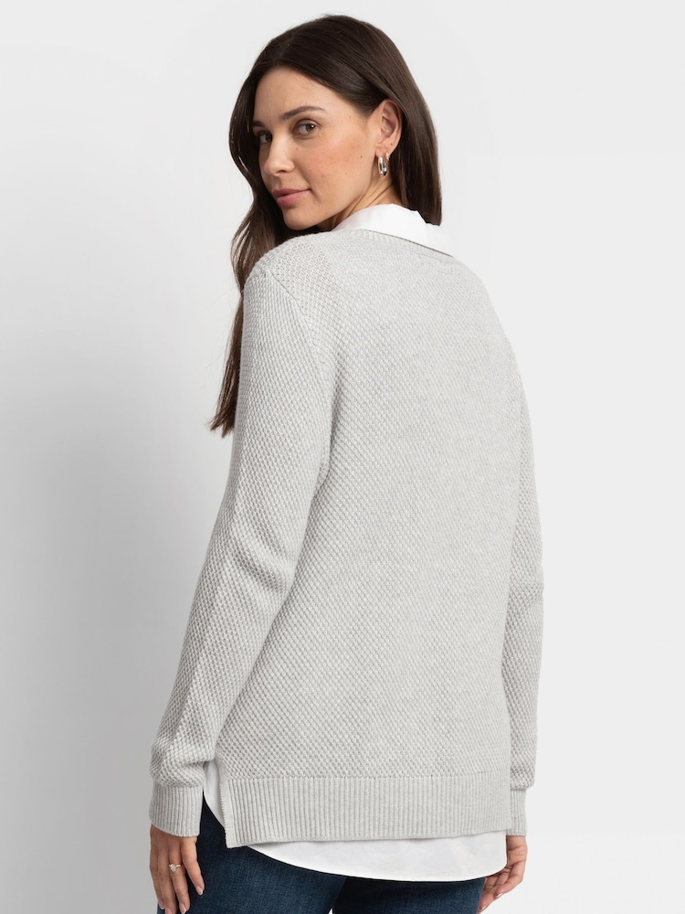 Seraphine Grey Maternity Knit Jumper with Woven Shirt - Image 4 of 6