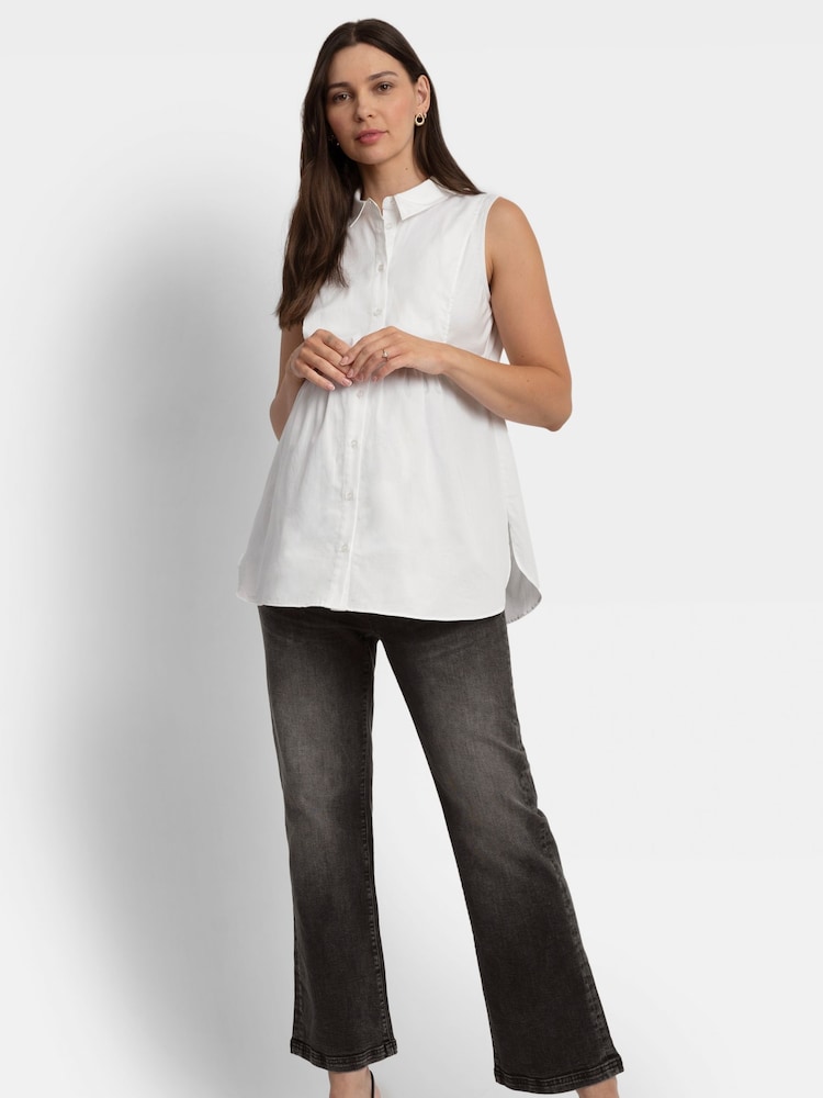 Seraphine Grey Maternity Knit Jumper with Woven Shirt - Image 6 of 6