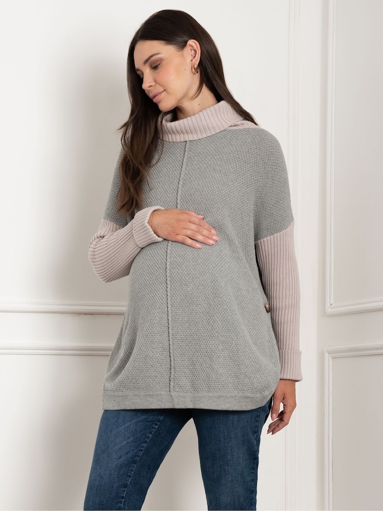 Seraphine Maternity Grey Roll Neck Knit 100% Cotton Jumper - Image 1 of 5 Seraphine Maternity Grey Roll Neck Knit 100% Cotton Jumper - Image 1 of 5