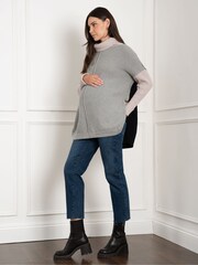 Seraphine Maternity Grey Roll Neck Knit 100% Cotton Jumper - Image 2 of 5