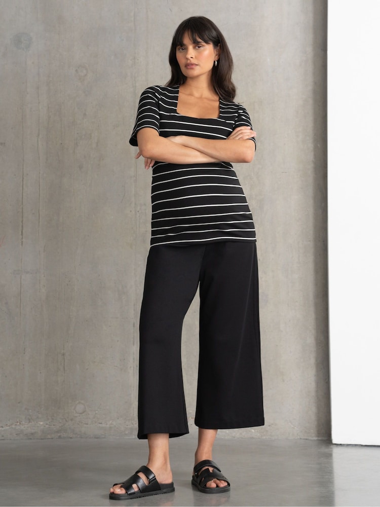 Seraphine Maternity Wide Leg Black Trousers - Image 1 of 4 Seraphine Maternity Wide Leg Black Trousers - Image 1 of 4