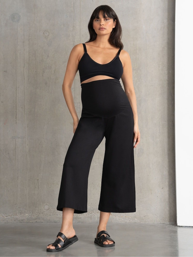 Seraphine Maternity Wide Leg Black Trousers - Image 2 of 4 Seraphine Maternity Wide Leg Black Trousers - Image 2 of 4