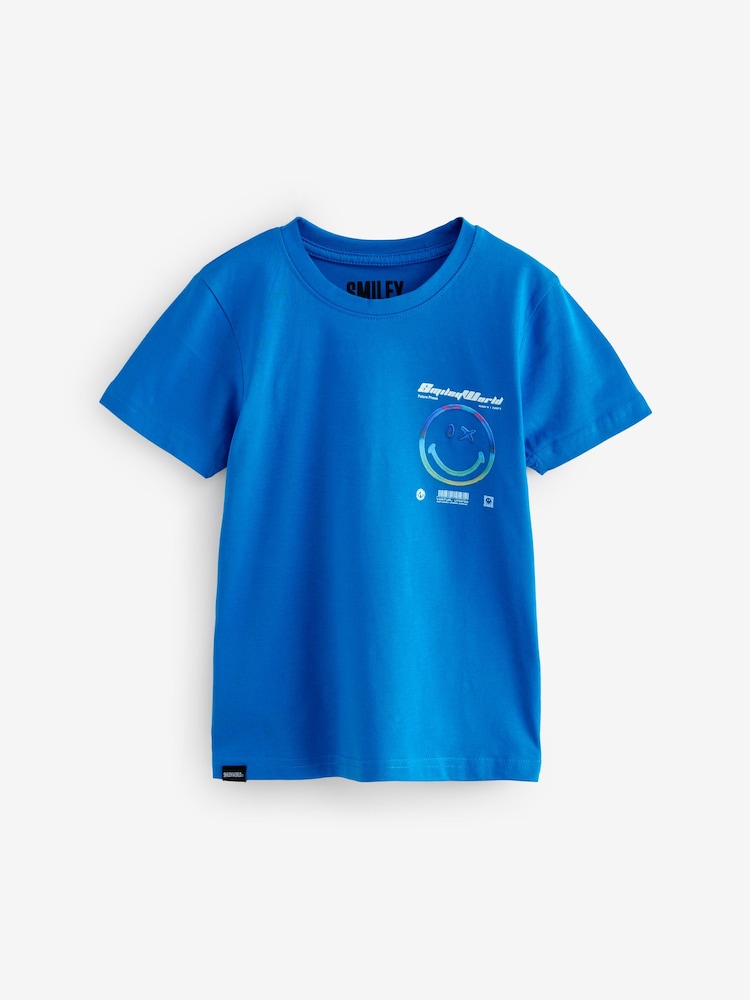 أزرق - تيشِرت مريح للأولاد مُزيَّن برسمة غرافيك من القطن 100% من ®SMILEYWORLD - صورة 2 من 7 أزرق - تيشِرت مريح للأولاد مُزيَّن برسمة غرافيك من القطن 100% من ®SMILEYWORLD - صورة 2 من 7