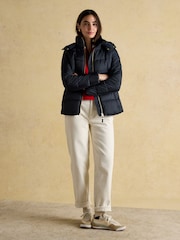 Joules Hadlow Navy Showerproof Padded Coat with Hood - Image 3 of 11