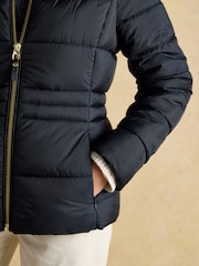 Joules Hadlow Navy Showerproof Padded Coat with Hood - Image 8 of 11
