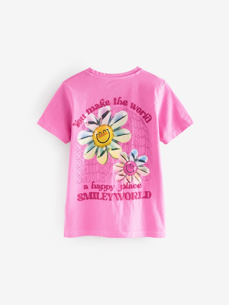 Pink - SMILEYWORLD® Girls Graphic Relaxed 100% Cotton T-Shirt - Bild 1 von 6 Pink - SMILEYWORLD® Girls Graphic Relaxed 100% Cotton T-Shirt - Bild 1 von 6