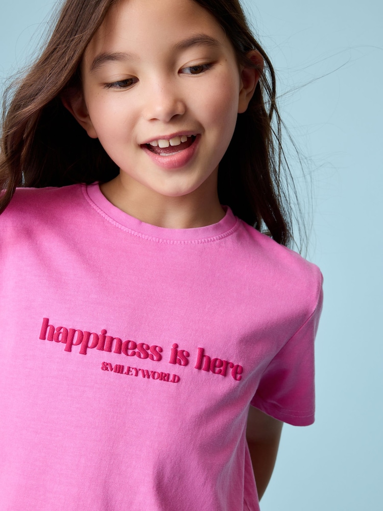 Pink - SMILEYWORLD® Girls Graphic Relaxed 100% Cotton T-Shirt - Bild 6 von 6 Pink - SMILEYWORLD® Girls Graphic Relaxed 100% Cotton T-Shirt - Bild 6 von 6