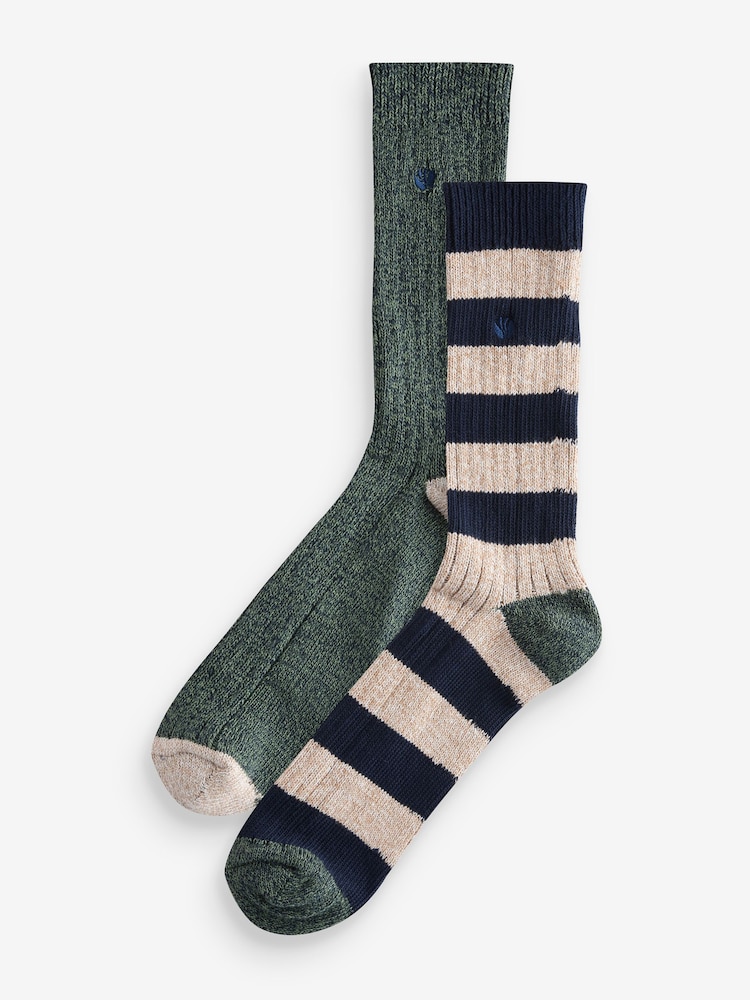 FatFace Khaki Green Nathan Sock 2 Pack - Image 1 of 3