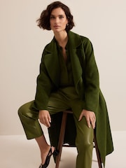 Phase Eight Green Darcy Double Faced Wool Coat - Image 4 of 9