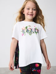 Baker by Ted Baker Navy Pleated Back Floral Print T-Shirt and Leggings Set 2 Piece - Image 5 of 11