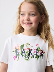 Baker by Ted Baker Navy Pleated Back Floral Print T-Shirt and Leggings Set 2 Piece - Image 6 of 11