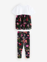 Baker by Ted Baker Navy Pleated Back Floral Print T-Shirt and Leggings Set 2 Piece - Image 9 of 11