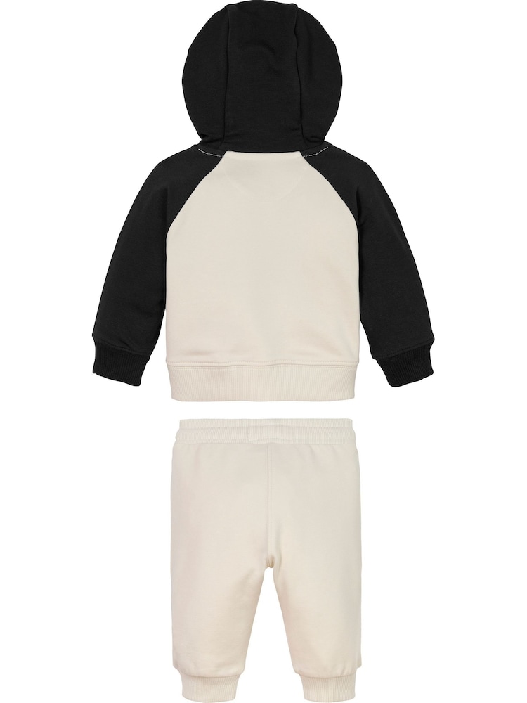 Calvin Klein Cream Stretch Cotton Hoodie And Joggers Set - Image 2 of 2