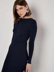 Apricot Blue Deep Back Ribbed Dress - Image 5 of 5