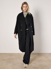 Apricot Black Oversized Boyfriend Coat - Image 2 of 5