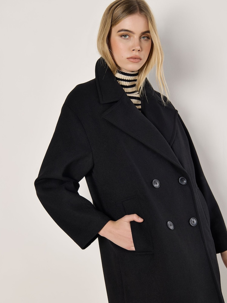 Apricot Black Oversized Boyfriend Coat - Image 3 of 5