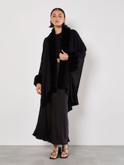 Apricot Black Faux Fur Large Edge Cape Poncho - Image 1 of 5