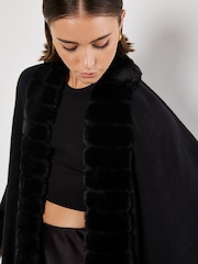 Apricot Black Faux Fur Large Edge Cape Poncho - Image 4 of 5