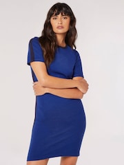 Apricot Blue Sideblock Bodycon Knitted Dress - Image 1 of 4