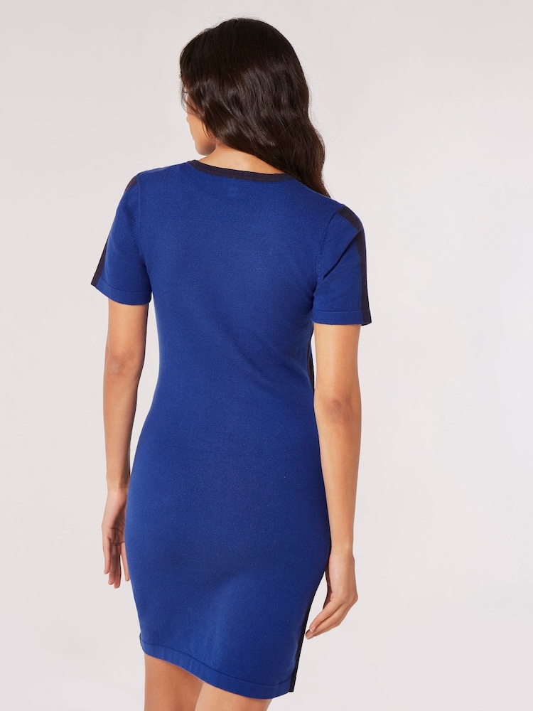 Apricot Blue Sideblock Bodycon Knitted Dress - Image 4 of 4 Apricot Blue Sideblock Bodycon Knitted Dress - Image 4 of 4