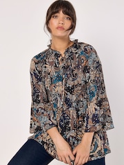 Apricot Green Graphic Paisley Plisse Tunic - Image 1 of 4