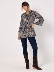 Apricot Green Graphic Paisley Plisse Tunic - Image 2 of 4