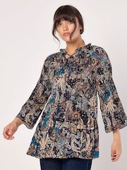 Apricot Green Graphic Paisley Plisse Tunic - Image 3 of 4