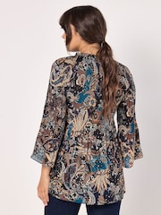 Apricot Green Graphic Paisley Plisse Tunic - Image 4 of 4