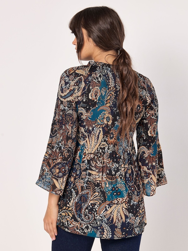 Apricot Green Graphic Paisley Plisse Tunic - Image 4 of 4