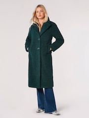 Apricot Green Long Single Breasted Borg Jacket - Image 1 of 5