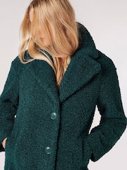 Apricot Green Long Single Breasted Borg Jacket - Image 2 of 5