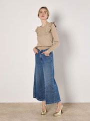 Apricot Natural Ruffle & Pearl Shoulder Jumper - Image 2 of 4