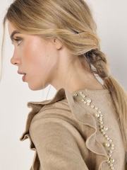 Apricot Natural Ruffle & Pearl Shoulder Jumper - Image 3 of 4