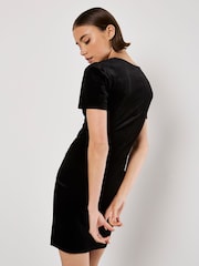 Apricot Black Velvet Side Rouged Dress - Image 4 of 4
