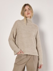 Apricot Natural Oversized Mock Neck Chunky Jumper - Image 2 of 6