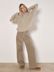 Apricot Natural Oversized Mock Neck Chunky Jumper - Image 3 of 6