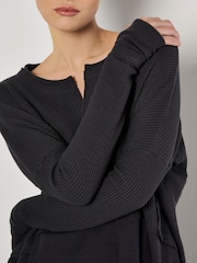 Apricot Grey Waffle Notch Rib Underlay Jumper - Image 1 of 4