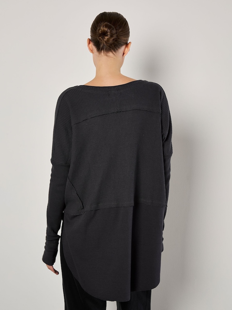 Apricot Grey Waffle Notch Rib Underlay Jumper - Image 2 of 4