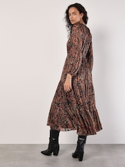 Apricot Black Painterly Metallic Thread Paisley Midaxi Dress - Image 4 of 4