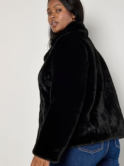Apricot Black Faux Fur Short Jacket - Image 4 of 5